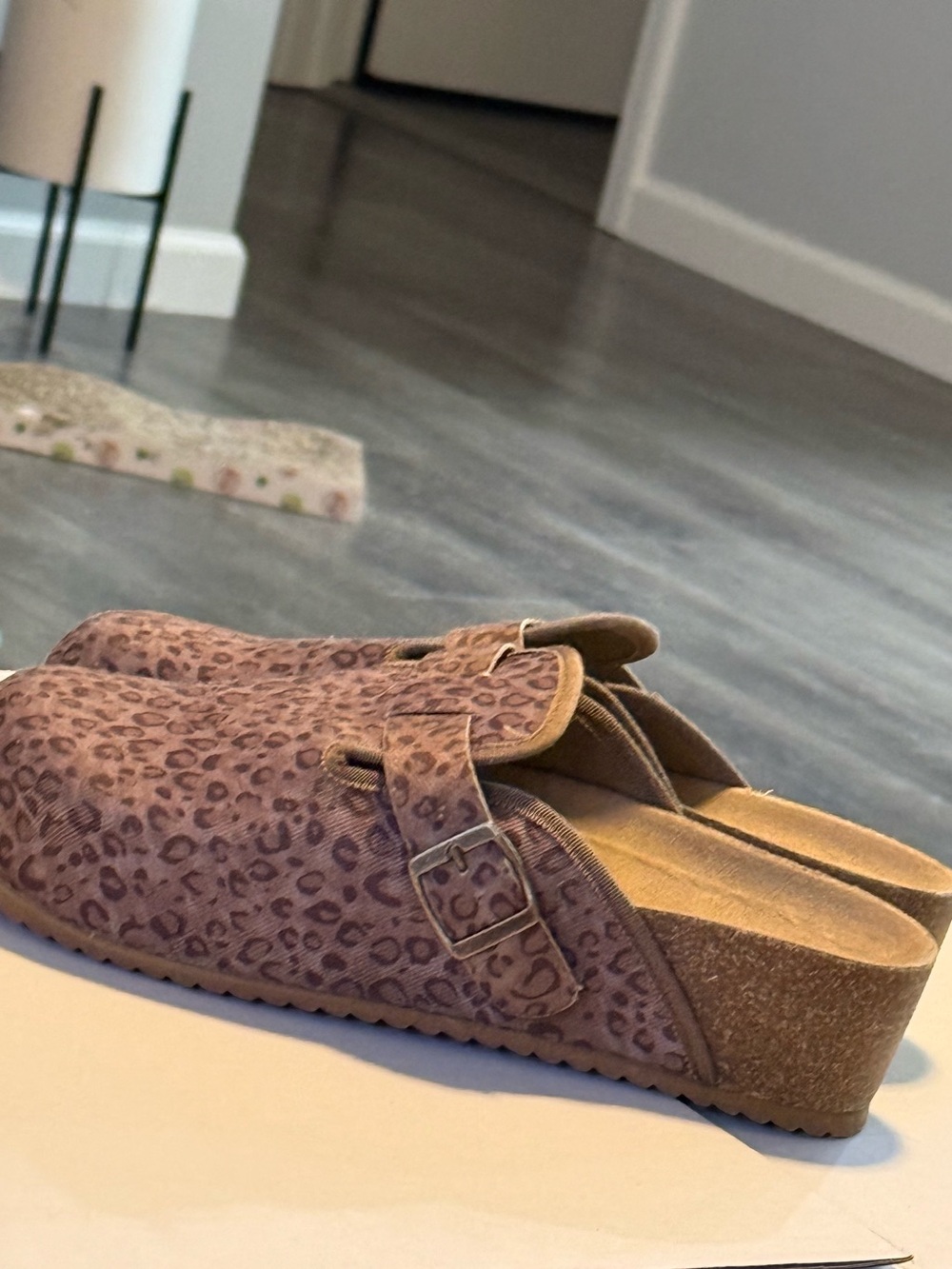 Altar'd State Leopard-Print Cork Wedge Mules in Brown